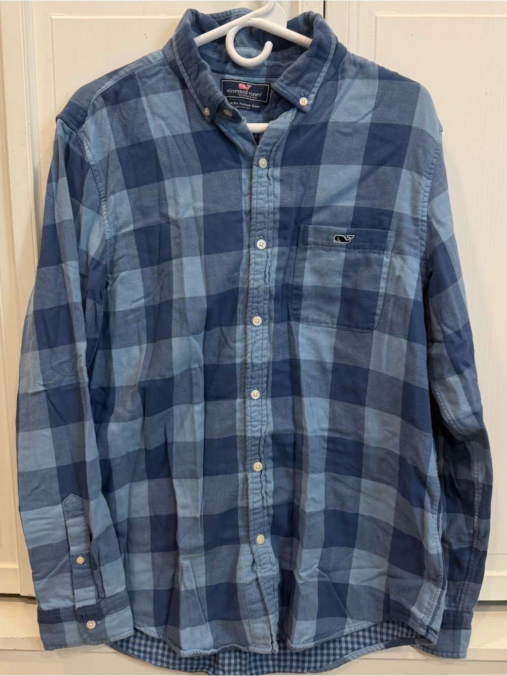 Vineyard Vines Slim Fit Tucker Button Down Shirt Blue Buffalo Check Men's Large